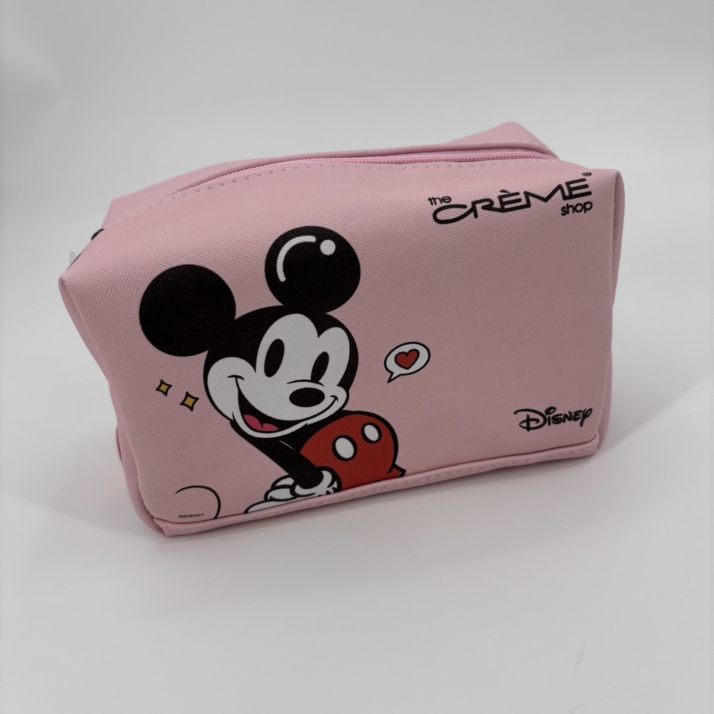 Crème Shop Disney Minnie Mickey Mouse Makeup Bag Pink Zipper Pouch  NWT‎